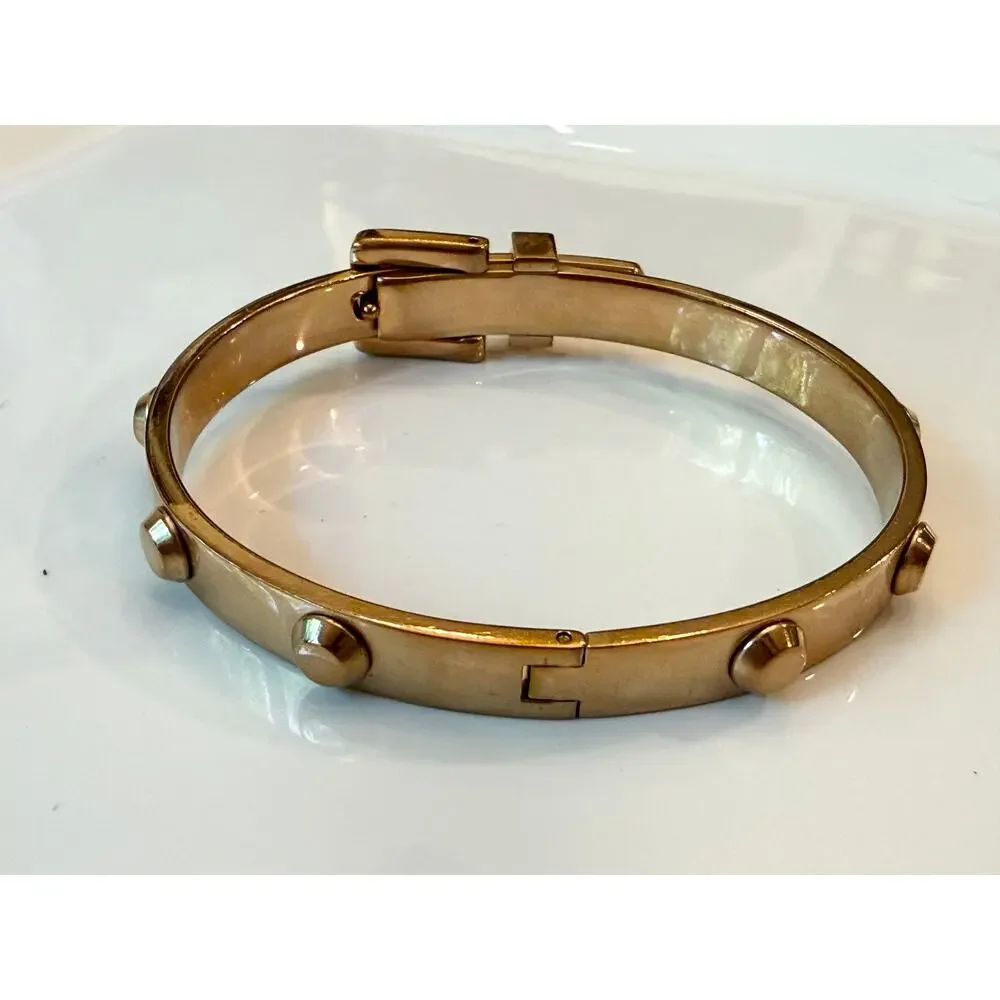 Michael Kors Astor Bronze / Gold Tone Studded Buckle Bangle Bracelet